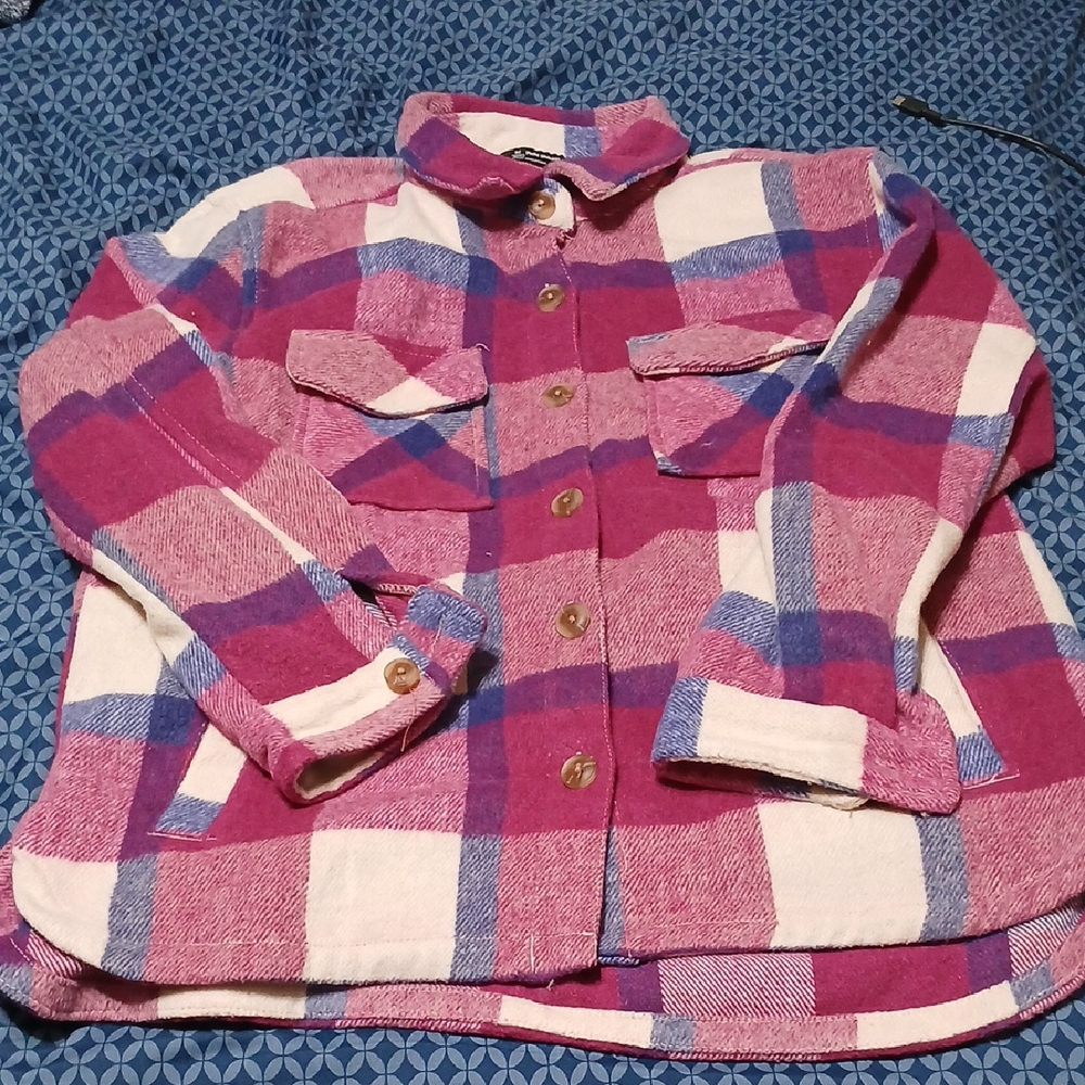 Plaid Kids Shirt in Pink and Blue
